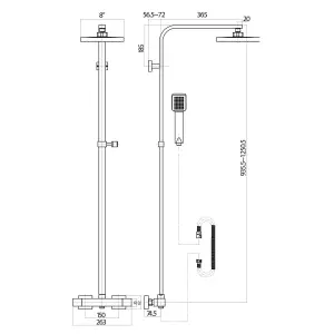 Square Drench Rigid Riser Mixer Shower Thermostatic