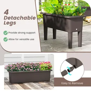 Costway 2 PCS Raised Garden Beds Outdoor Plastic Planter Box w/ Detachable Legs