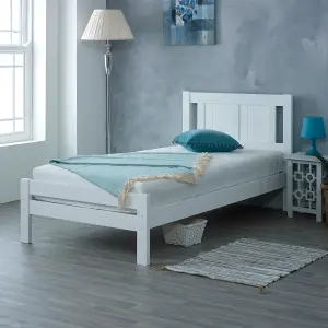 Glory Bed, White Wooden Slatted Frame - 5FT King Size