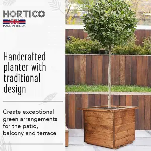 Set of 2 HORTICO™ Wooden Planter, 47cm Square Planter Box, Made in the UK Scandinavian Red Wood Outdoor Plant Pots H39 L47 W47 cm