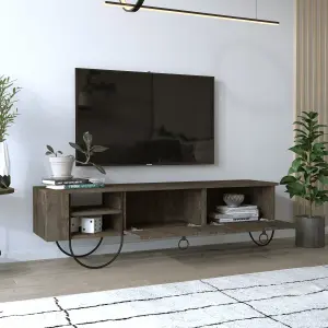 Decortie Norfolk Modern TV Unit Multimedia Centre Dark Coffee with Storage TV Cabinet 151cm