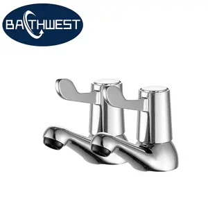 BATHWEST Basin Taps Pair Victorian Bathroom Sink Taps 1/4 Turn Chromed Brass Traditional Basin Pillar Taps