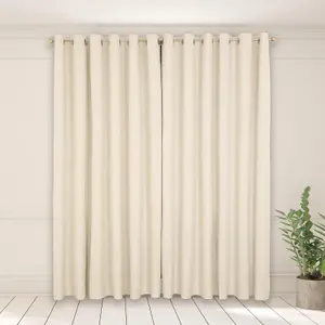 Woven Texture Pair of Curtains, Natural - 66 x 54