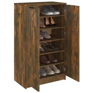 Berkfield Shoe Cabinet Smoked Oak 59x35x100 cm Engineered Wood