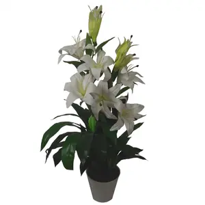 90cm (3ft) Artificial Lily Stargazer Style Lillies Plant Large Flowers White