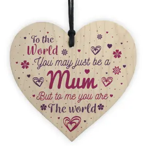 Red Ocean Mum Mummy Gift Handmade Wooden Hanging Heart Sign Gift For Mum Birthday Christmas