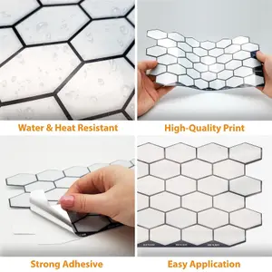 Walplus Shimmering White Honeycomb Hexa Tile Stickers 2D Multipack 24Pcs