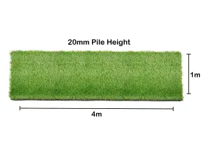 Artificial Grass 1x4m Garden Outdoor Green Fake Lawn Astro Turf 20mm Pile Thick