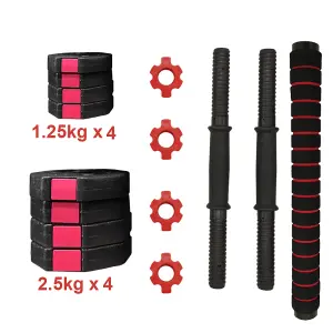 SunDaze Barbell Dumbbell Set 15kg Weight Plates Kit Fitness Gym