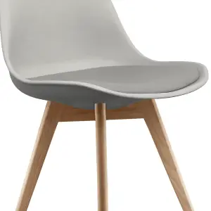 Soho Light grey Plastic Dining Chair with Squared Light Wood Legs