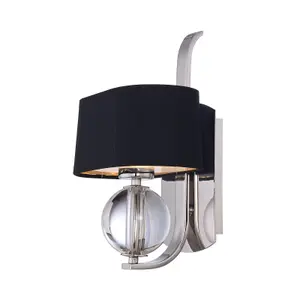 Wall Light Orb Glass Diffuser In Stem Black Shade Imperial Silver LED G9 3.5W