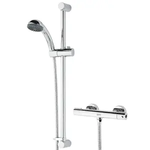 Bristan Thermostatic Bar Mixer Shower Round Chrome Exposed Valve Twin Lever