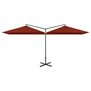 Berkfield Double Parasol with Steel Pole Terracotta 600x300 cm