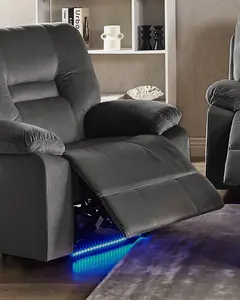 Electric Recliner Chair BERGEN LED Velvet Dark Grey