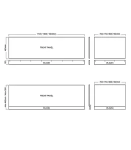 Halite 1800mm Grey Matt Front/Side Bath Panel