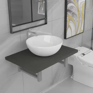 Berkfield Two Piece Bathroom Furniture Set Ceramic Grey