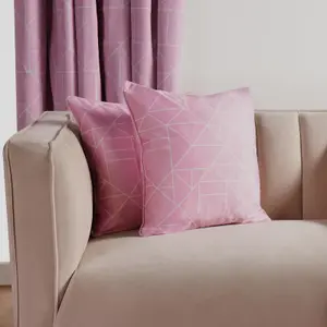 2 Pack Geo Matte Velvet Cushion Covers, Blush - 45 x 45cm