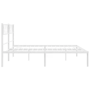 Berkfield Metal Bed Frame with Headboard White 200x200 cm