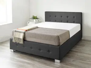 Aspire End Lift Ottoman Storage Bed Super King, Black Linen