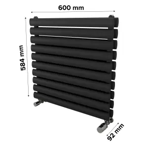 Ximax Champion Duplex FORDH584600A Anthracite Gas Horizontal Designer Radiator, (W)600mm x (H)584mm