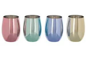 Interiors by Premier Reflective Set Of 4 Assorted Colours Tumblers, Multi Coloured Rounded Botton, Vibrant Set Of Tumblers