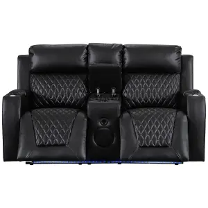 Venice Series One 2 Seater Cinema Sofa in Black Aire Leather