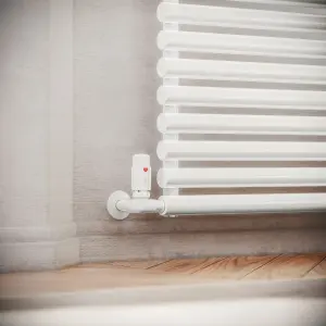 Terma Vision Soft white Right sided Corner Radiator valve & lockshield (Dia)15mm x ½"