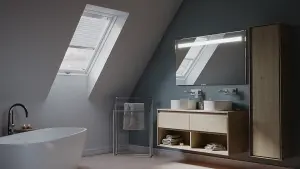 YARDLITE Roof Window Grey / White UPVC Pivot Loft Skylight Unvented + Flashing  - M8A - 78cm x 140cm, LSX Slate Flashing