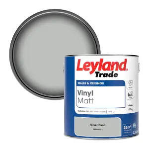 Leyland Trade Vinyl Matt Walls & Ceilings Emulsion Paint Silver Band (PPG0995-3) 2.5L