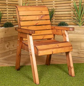 Charles Taylor Hand Made Traditional Chunky Rustic Wooden Garden Chair Furniture Flat Packed