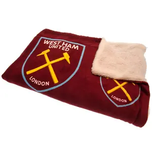 West Ham United FC Sherpa Fleece Crest Blanket Claret Red/Blue/Yellow (One Size)