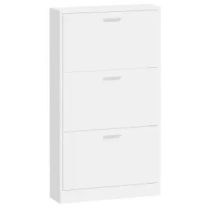 Shoe Cabinet High Gloss White 59x17x108 cm Engineered Wood