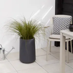 Verve Ammer Matt Dark grey Tall Fibreclay Plant pot (Dia) 28cm, (H)46cm, 20L