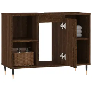 Berkfield Bathroom Cabinet Brown Oak 80x33x60 cm Engineered Wood