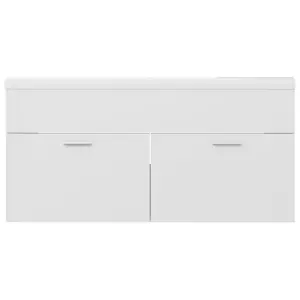 Berkfield Sink Cabinet with Built-in Basin High Gloss White Engineered Wood