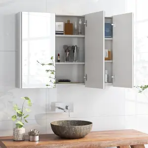 Costway Wall-Mounted Bathroom Mirror Cabinet 3 Door Storage Cupboard w/ Adjustable Shelves