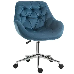 Vinsetto Velvet Home Office Chair Desk Chair with Adjustable Height, Blue