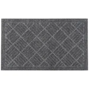 Mighty Mats® Dark Grey Parquet Door mat, 90cm x 60cm