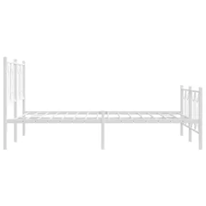 Berkfield Metal Bed Frame without Mattress with Footboard White 140x200cm