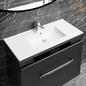 4001A Ceramic 100cm x 45cm Thin-Edge Inset Basin with Scooped Bowl