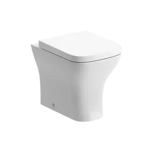 Durleigh White Rimless Back to wall Toilet pan with Square Soft close seat