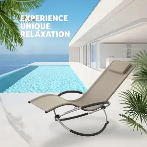 Sun Lounger Paulina - ergonomic, breathable, resistant, foldable, with cushion - beige