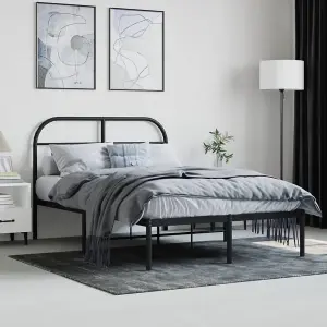 Berkfield Metal Bed Frame with Headboard Black 120x200 cm