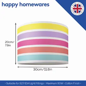 Modern and Cute Multi Coloured Rainbow Stripe Cotton Fabric Lamp Shade - 12