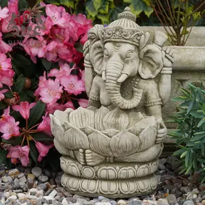 Ganesh Birdfeeder Stone Statue Large Oriental Outdoor Buddha Garden Ornament