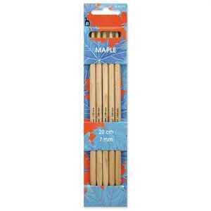 MAPLE DE KP 20CMX7.00 - Knitting Pins: Double-Ended: Set of Five: Maple: 20cm x 7.00mm - Pony