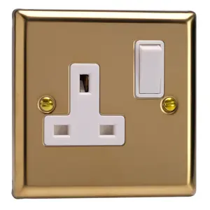 Varilight 1-Gang 13A Double Pole Switched Socket Polished Brass