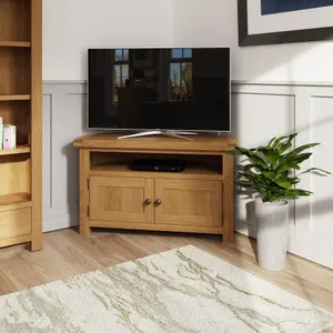 Home Source Copenhagen Oak 2 Door Corner TV Stand Cabinet