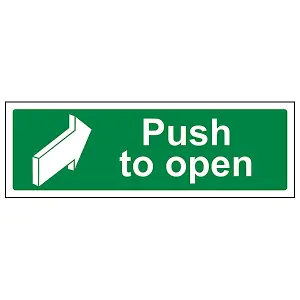 Push To Open Door Safety Sign - Self Adhesive Vinyl - 600x200mm (x3)