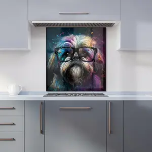 Lharsa Apso Dog Face Splashart Premium Glass Kitchen Splashback W700mm x H650mm